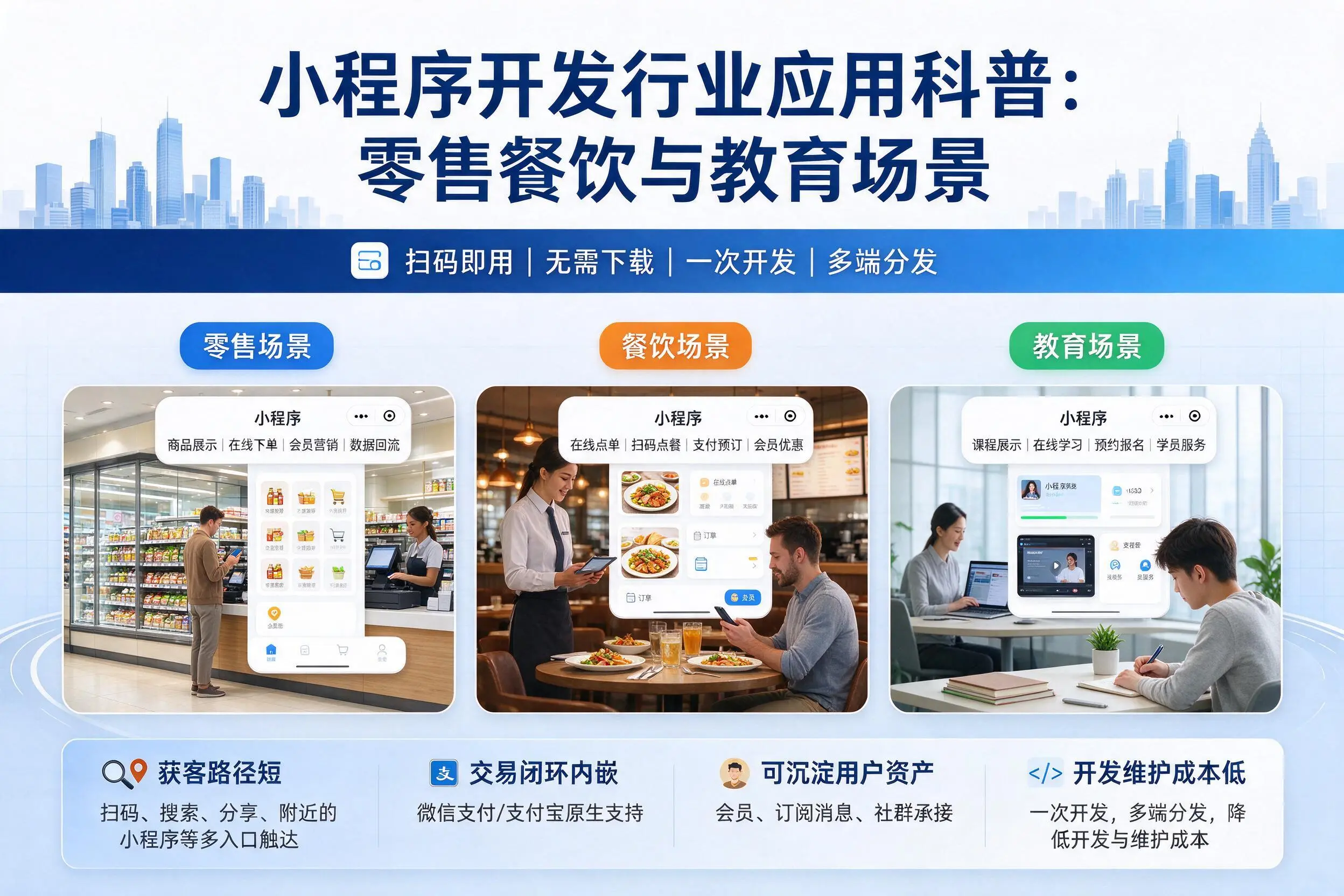 黄冈小程序开发行业应用科普:零售餐饮与教育场景