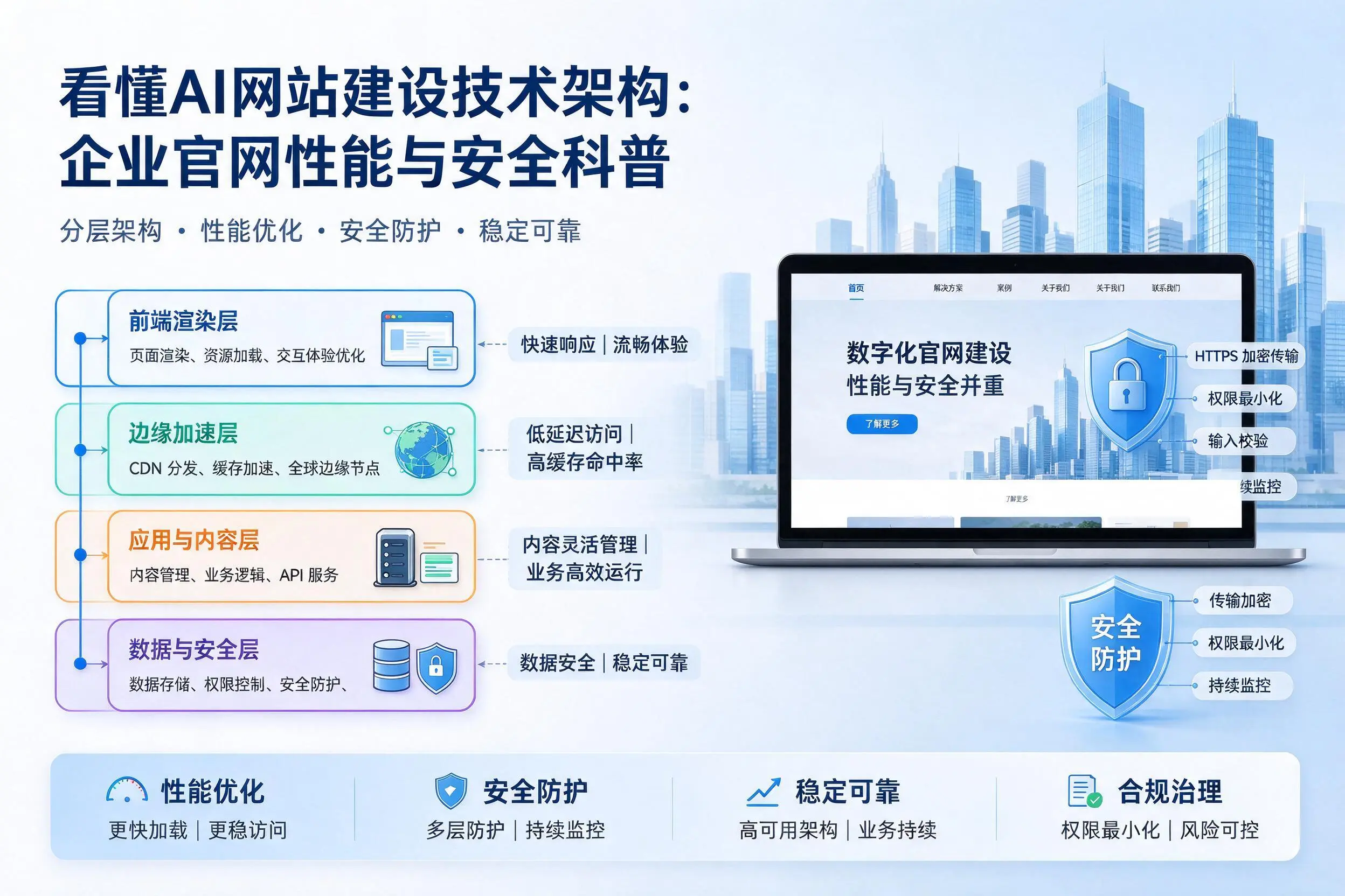 看懂AI网站建设技术架构：黄冈企业官网性能与安全科普